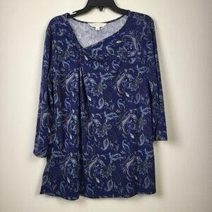 Magnolia Grace XL Paisley Print 3/4 Sleeves Top